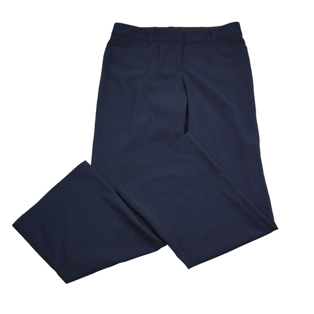 Valerie Stevens Pants Womens 12 Blue High Rise Solid Flat Front Flared Trouser